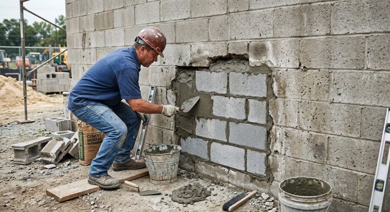 Cinder Block Wall Repair in New River, AZ