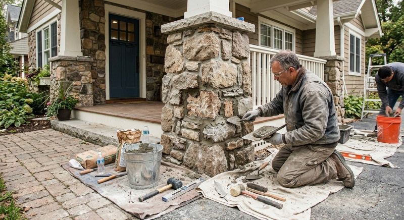 Stone Column Repair in Scottsdale, AZ